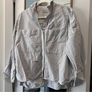 Everlane Boxy Oxford (Gray/White)